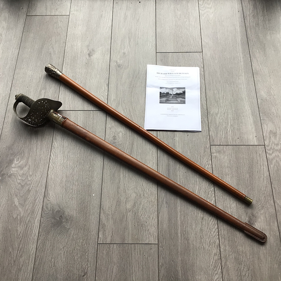 Attributed 1897 Infantry Officers sword by Mole to Captain Richard William Dewson 3rd Div Train Australian A.S.C