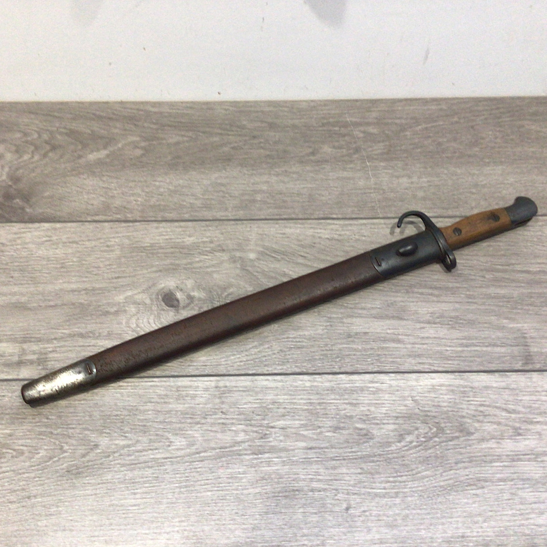1907 Hook Quillon bayonet Dated 8/12 by Enfield Matching numbers unit marked 3rd Welsh Battalion