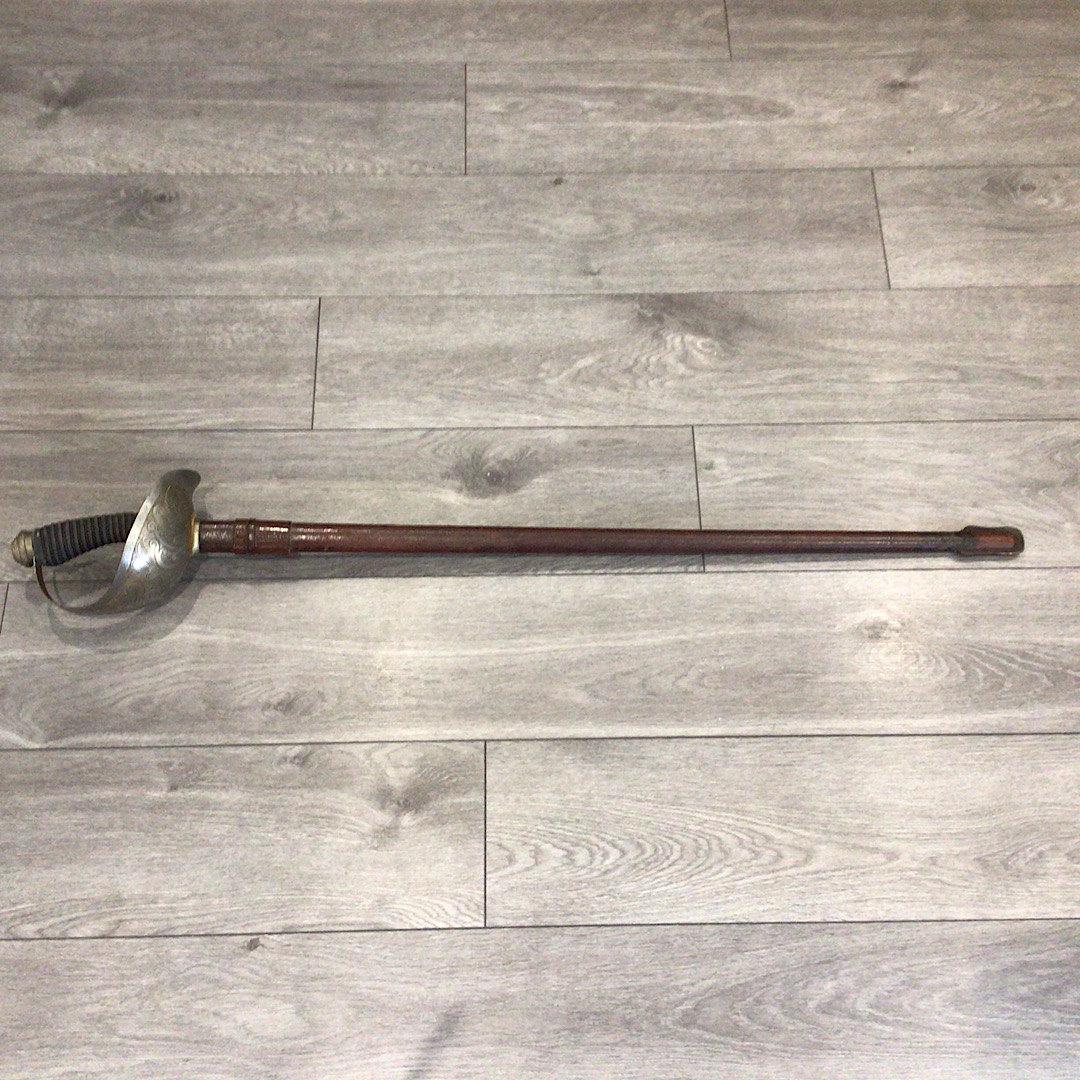 British 1912 Pattern George V Cavalry Officers sword with the blade marked H.P.H