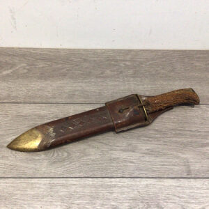 19th-century-indian-large-bowie-knife-and-leather-and-brass-scabbard-and-frog