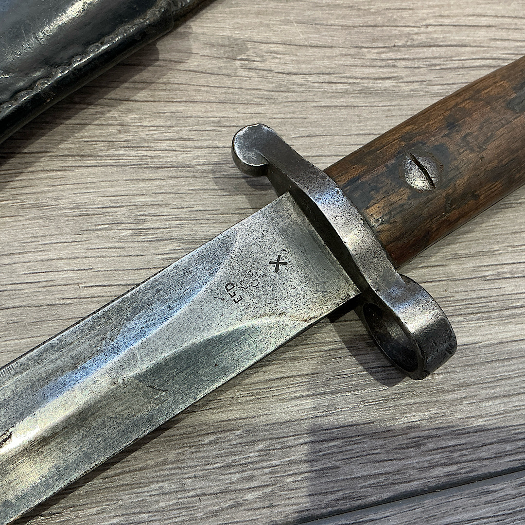 1903 bayonet 3rd Cheshire unit marked in Indian manufactured scabbard - Image 9