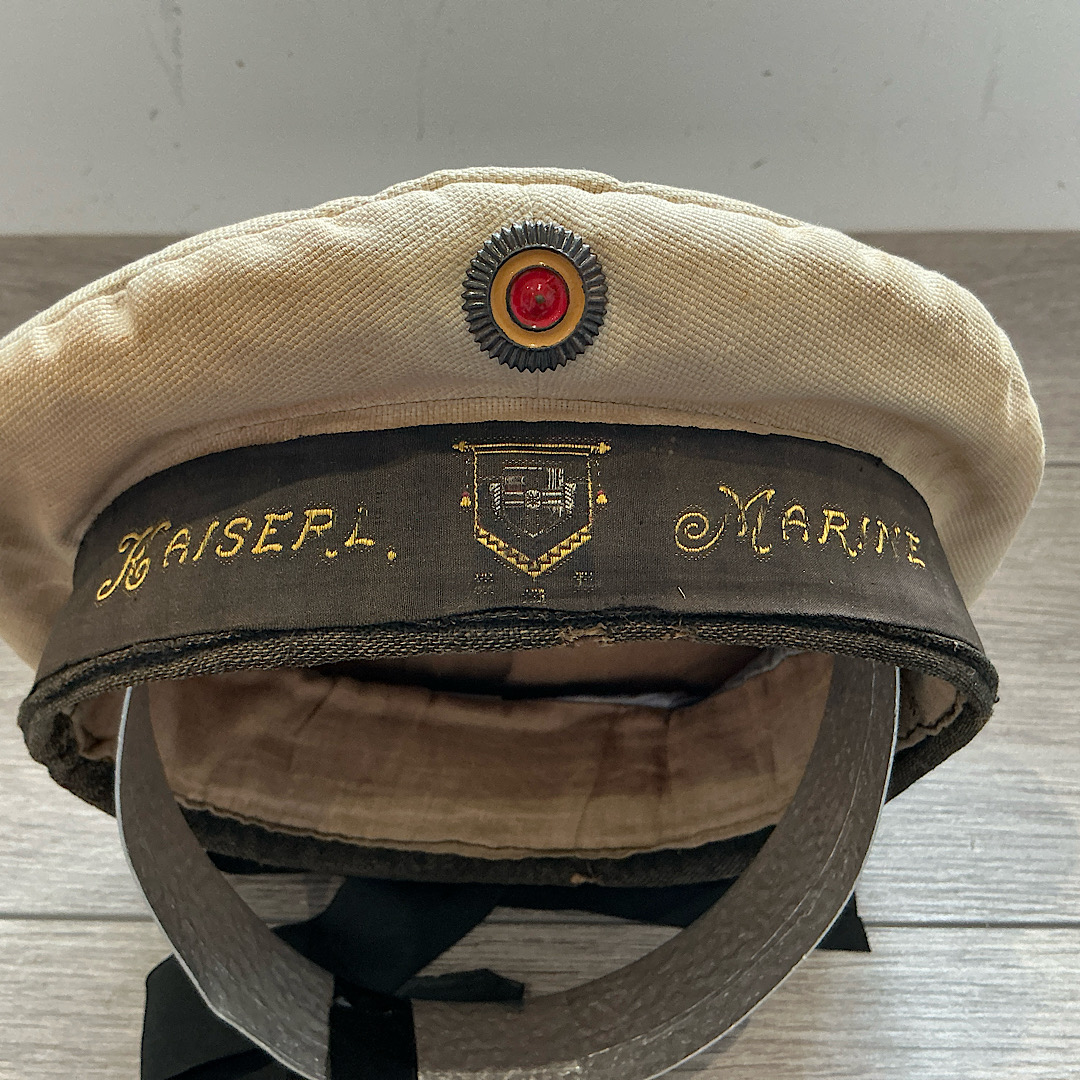 WW1 Imperial German sailors cap Tellermutze Kaiserl Marine tally ribbon - Image 7